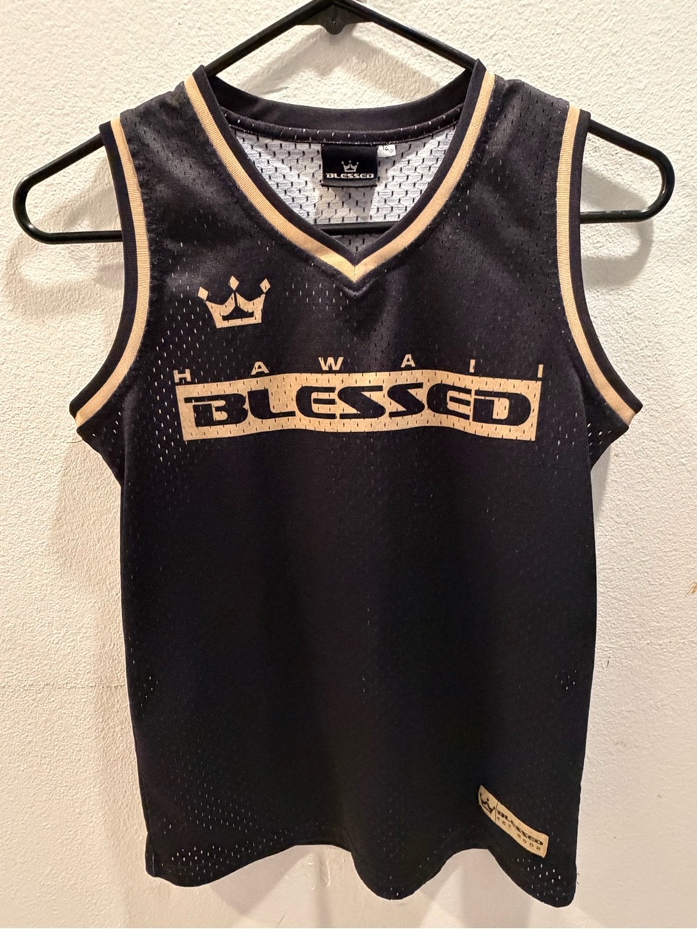 Hawaii blessed youth Black & Gold Mesh Tank size 12